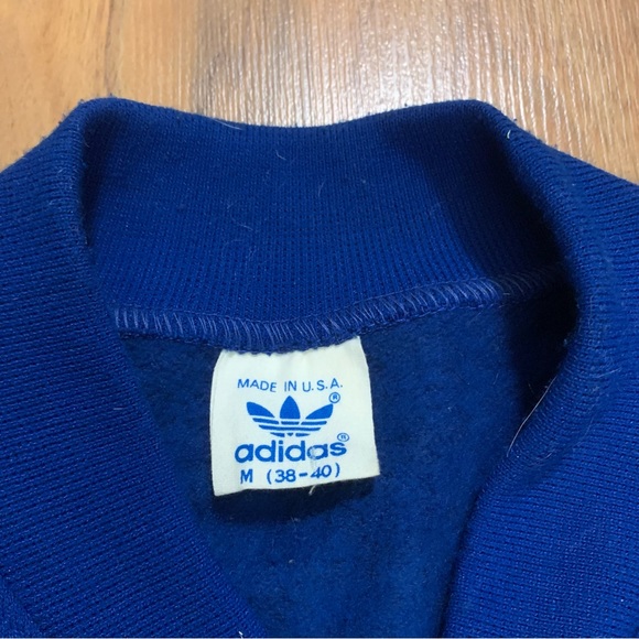 Vintage 80s Adidas Sweater Vest Full Zip Blue Men’s Size Medium Trefoil Logo - Picture 2 of 6